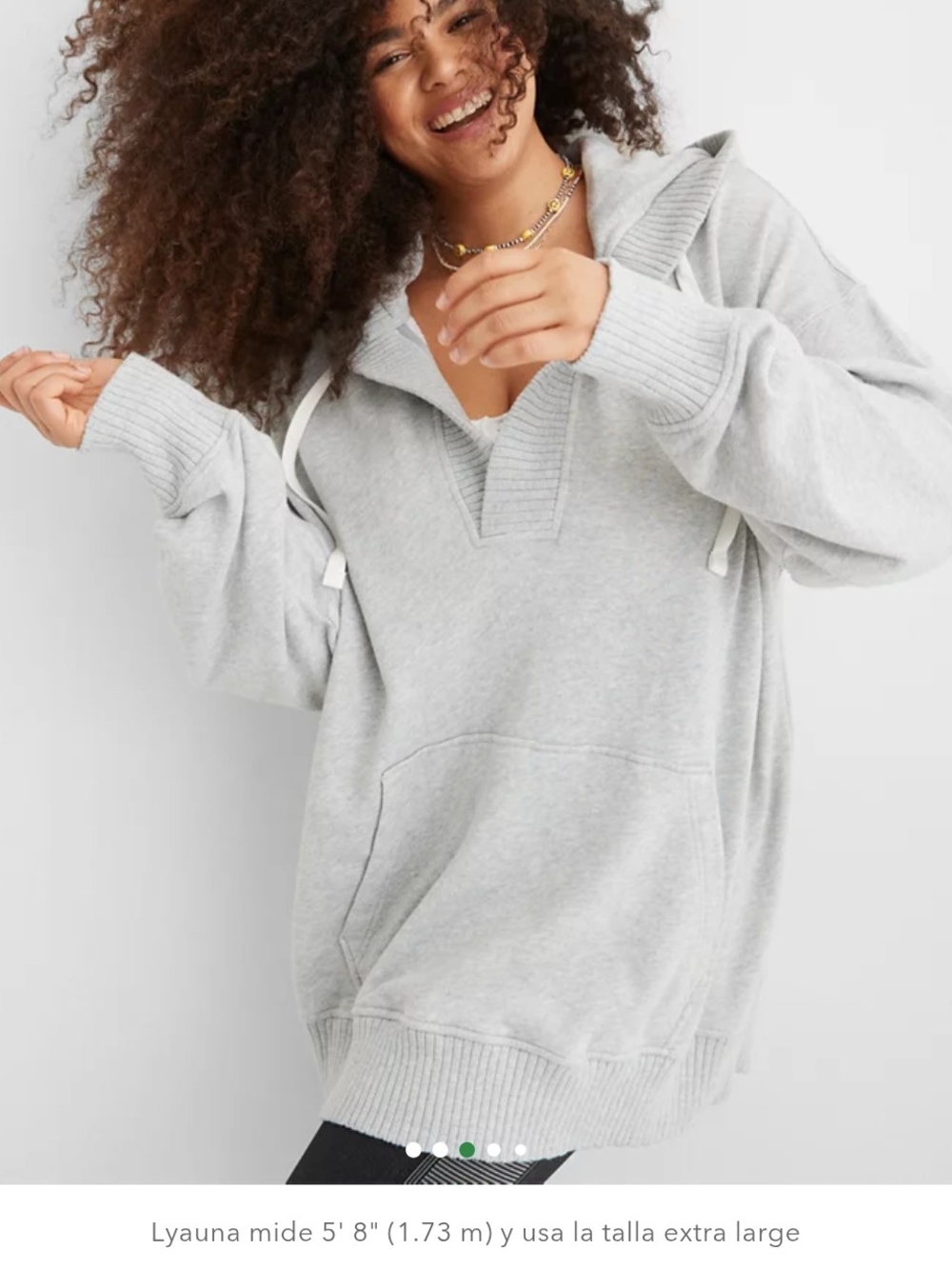 Aerie Down To Earth Henley gray oversized hoodie